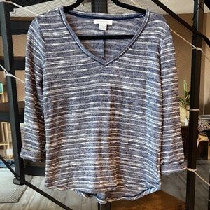 Liz Claiborne Navy and White Striped Long Sleeve Top